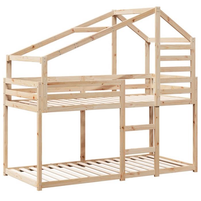 Lit superposé - VIDAXL - 2 personnes - Scandinave - 2055x955x112 cm - sans matelas - 90x200 cm - Bois de pin massif FR_002341248