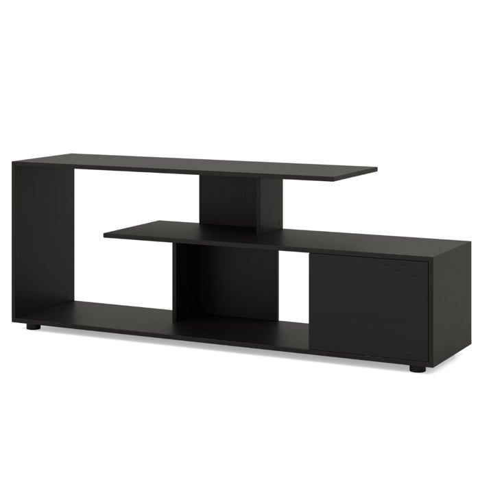 Meuble TV - HELLOSHOP26 - 152 x 38 x 58 5 cm - Pour TV jusquà 55 pouces - Noir - Rangement optimisé Meuble TV - HELLOSHOP26 - 152 x 38 x 58 5 cm - Pour TV jusquà 55 pouces - Noir - Rangement optimisé