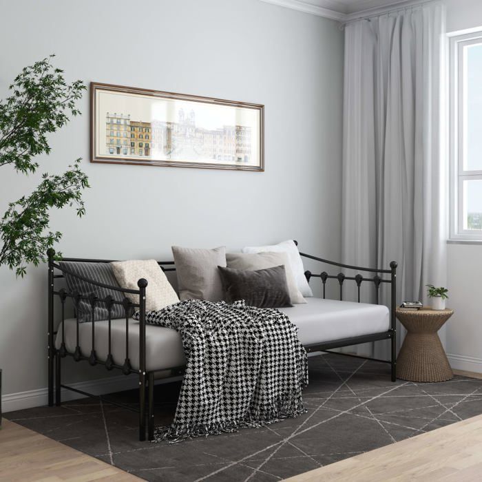Sale SpringLit 1 places Noir - 90x200 cm (lxL) - LEMON® - Cadre de canapé-lit extensible - sans matelas - Noir Métal 90x200cm 5871