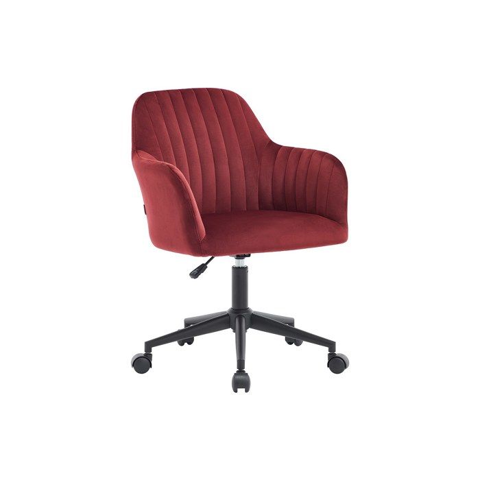 Chaise de bureau - Velours - Bordeaux et noir - Hauteur réglable - ELEANA