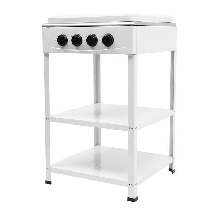 Barbecue à gaz sur pied rectangulaire de 49 x 49 x 79 cm équipé de 4 grilles en fonte adapté à un usage domestique et en extérieur