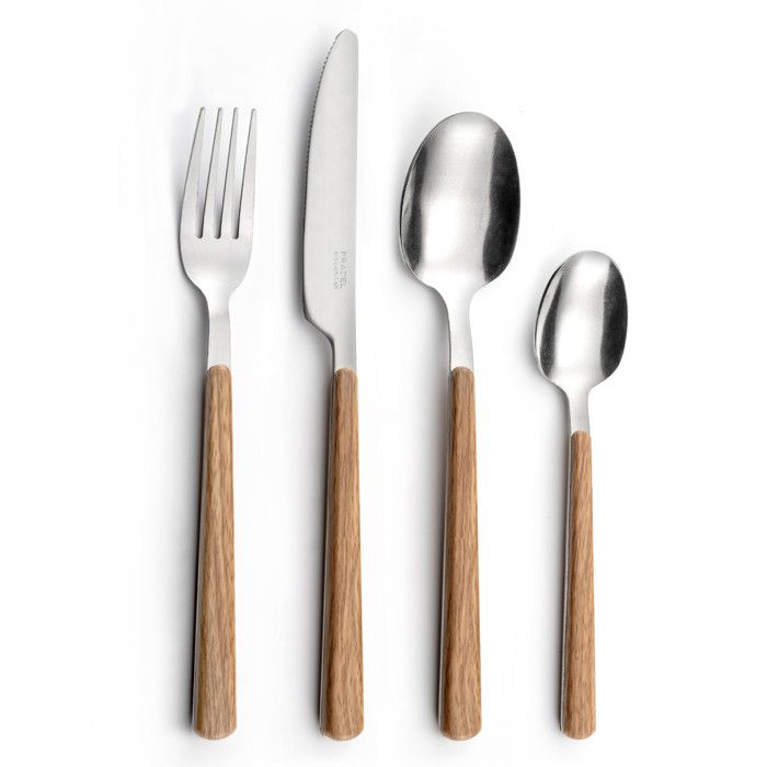Coffret de couverts 24 pièces - Pradel Essentiel - Bosquet - Manches effet bois - Acier pleine soie traversante - 6 personnes