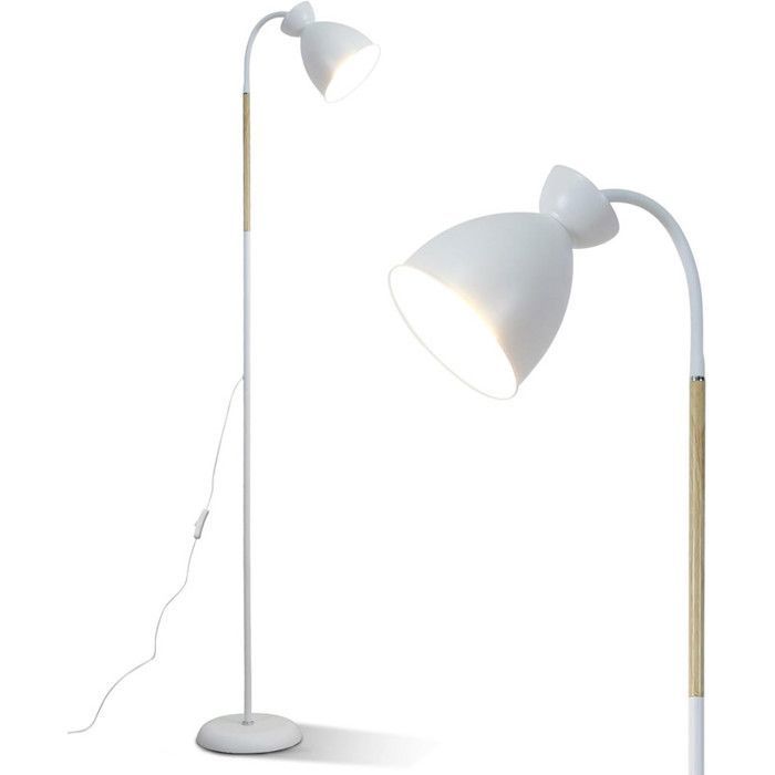 Lampadaire LED de salon Anten orientable à 360° culot E27 (ampoule non fournie) abat-jour ovale blanc