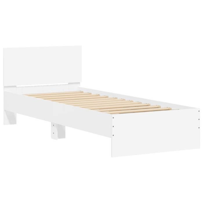 Lit Blanc - Structure de lit - sans matelas - pour adulte/enfant - avec lumières LED blanc 90x190 cm - Lit chambre&5954971769