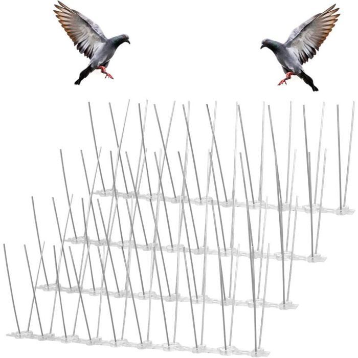 Pic anti-oiseaux - Nosheir - Acier inoxydable - 25 cm par élément - Lot de 4 pièces - Respectueux des animaux