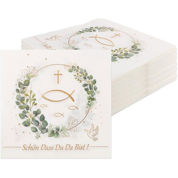 2026 Lot de 80 de table décoratives pour communion baptême confirmation communion eucalyptus vert eucalyptus