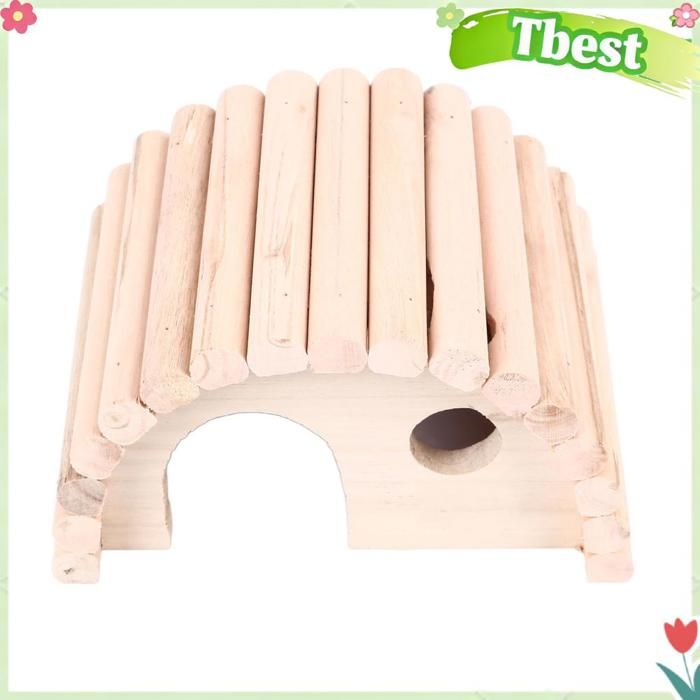 Tbest Maison en bois de hamster Maison en Bois pour Rongeurs Construction Robuste en Forme darche Maison en animalerie jouet