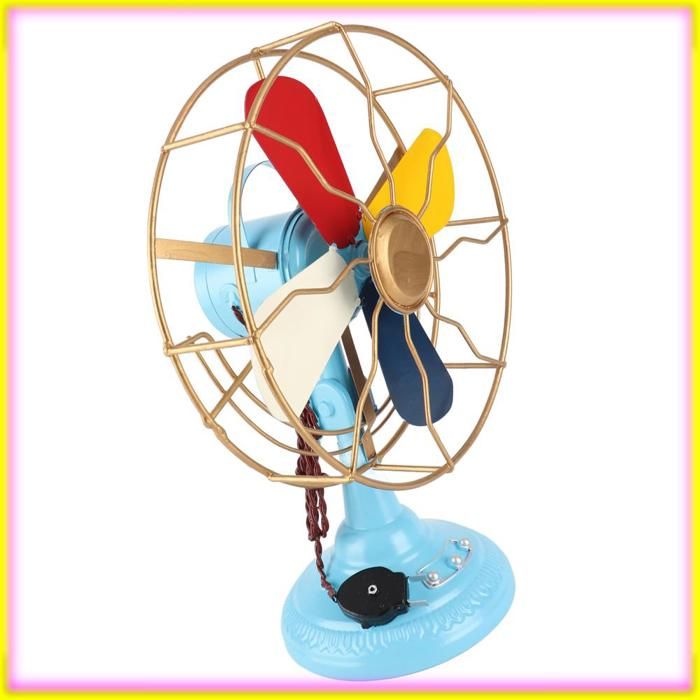 Ventilateur de Table Vintage lames rotatives à Base métallique de Style rétro classique avec des couleurs vives pour la