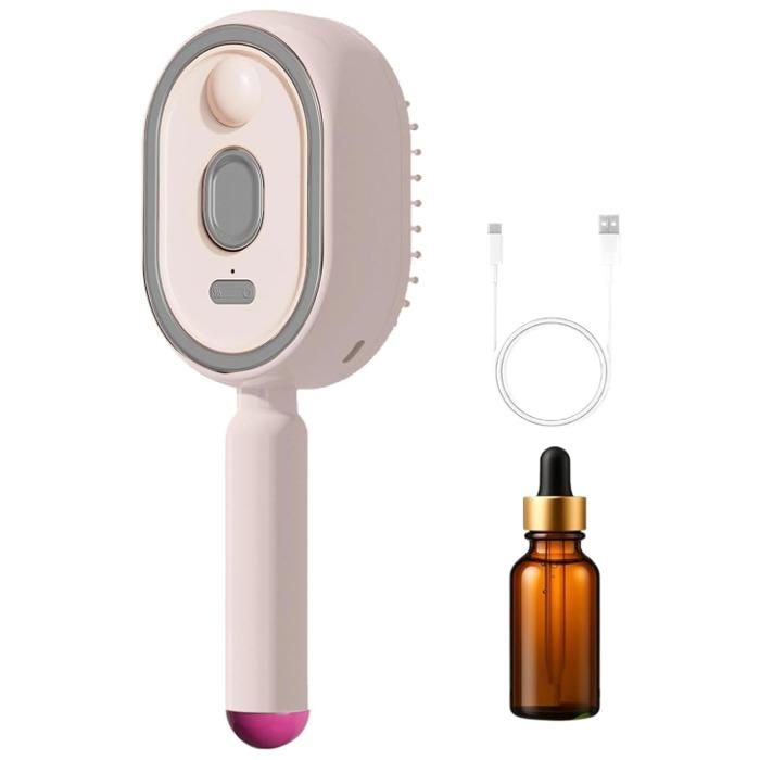 Brosse à vapeur pour cheveux peigne démêlant rechargeable avec huile et tasse à mesurer brosse à lisser à vapeur ABS pour cheveux
