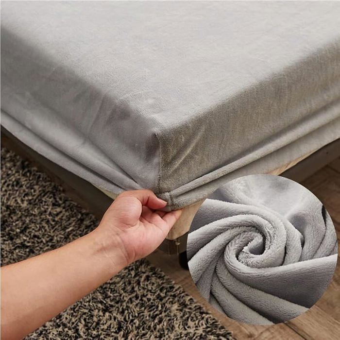 Drap-Housse 90 x 200 cm Bonnet Jusqu’à 25 cm Velours Ultra Doux élastique intégral gris PARURE DE DRAP