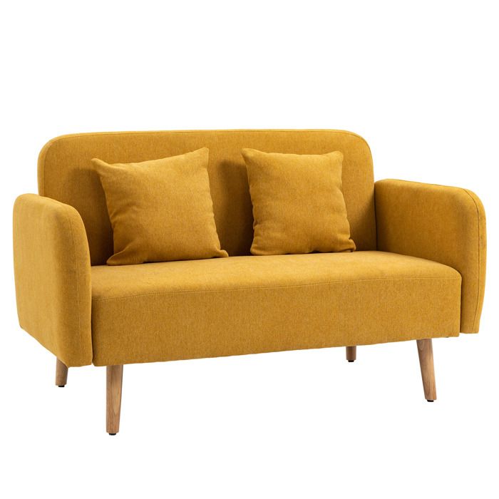 Canapé 2 places velours - - Polyester aspect velours - Dimensions 130x70x80 cm - 2 coussins inclus