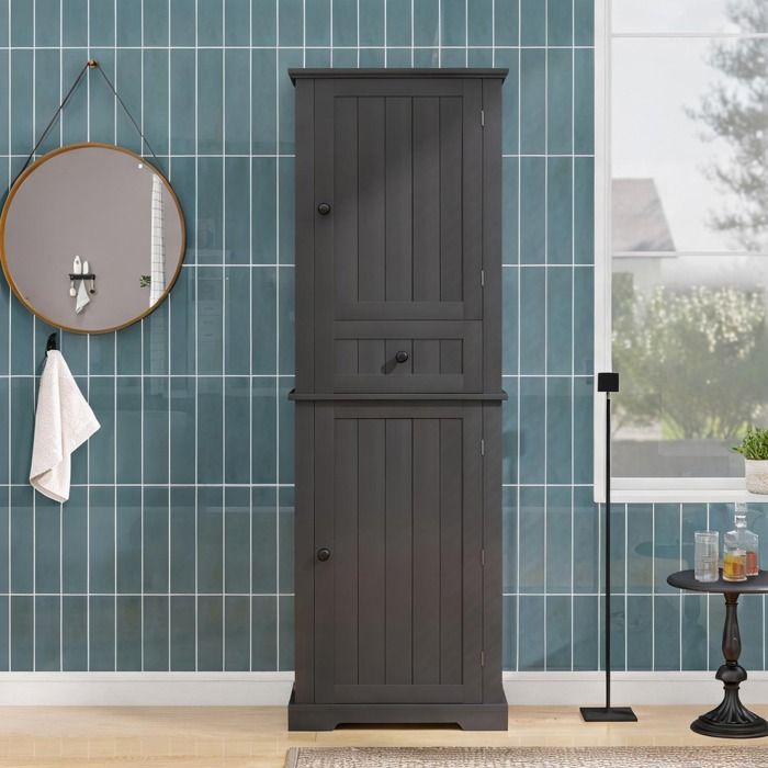 Colonne de salle de bain en MDF laqué noir 56 x 28 x 167 3 cm design contemporain