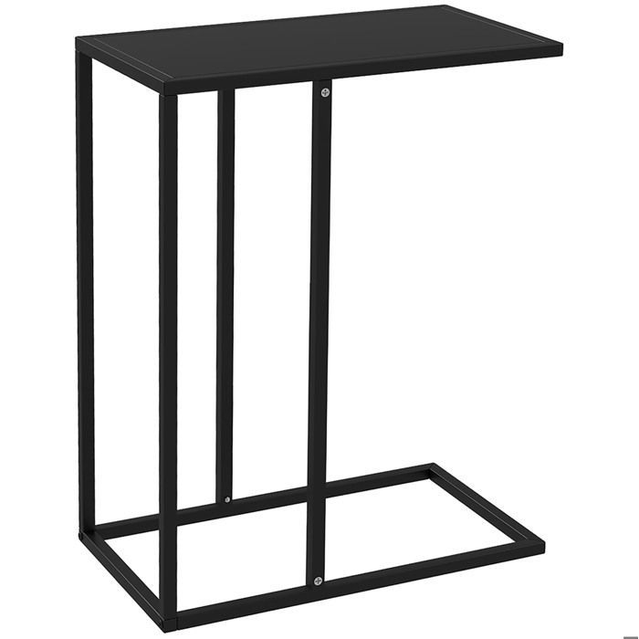 SENVIRO table d appoint en forme de C 46 x 26 x 60 cm structure en acier laqué noir pour canapé lit chambre et bureau