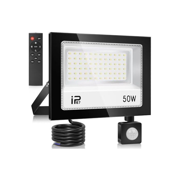 50W Télécommande Projecteur LED Detecteur de Mouvement，5000LM Spot LED Extérieur，7000K Blanc Froid，IP67 Etanche 50W- SPOT EXTERIEUR