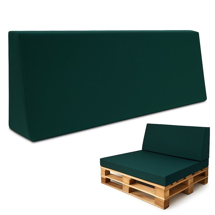 Coussin palette jardin dossier 120x40 cm intérieur/extérieur canapé banc balcon terrasse vert