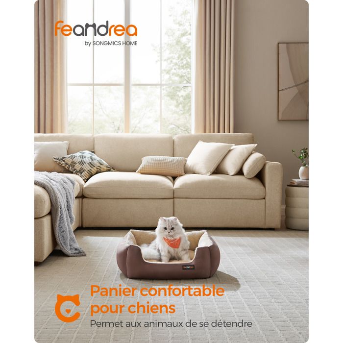 Panier pour Chien Coussin Réversible et Lavable Bords Surélevés 60 x 50 x 20 cm Kaki et Noyer Panier pour Chien Coussin Réversible et Lavable Bords Surélevés 60 x 50 x 20 cm Kaki et Noyer