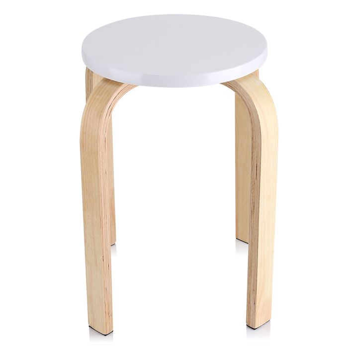 Tabouret rond - Assise 30cm - Patins Antidérapants - Couleurs Pastel - Enfant Maison - Blanc