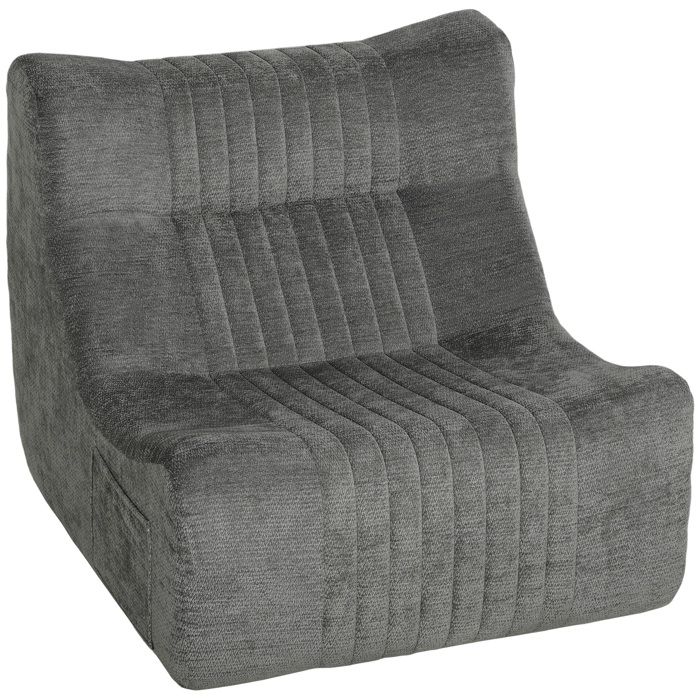 Canapé paresseux - chaise de sol - HOMCOM - à silhouette papillon avec poches latérales -chenille - 80x90x76cm - gris châtaigne Canapé paresseux - chaise de sol - HOMCOM - à silhouette papillon avec poches latérales -chenille - 80x90x76cm - gris châtaigne