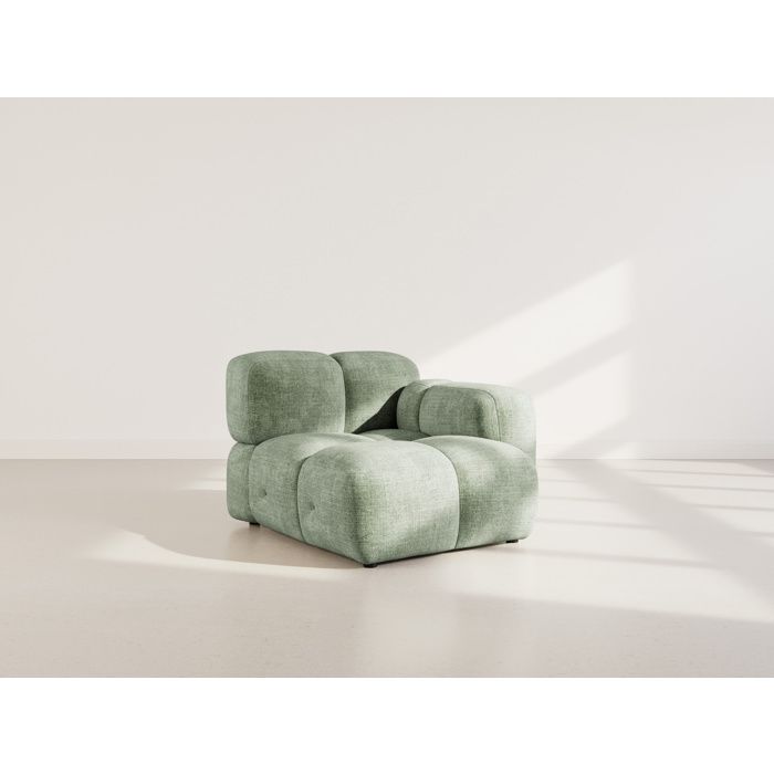 Grace - module dassise droit en velours texturé - Vert sauge