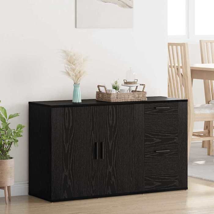 Buffet bas moderne - Noir - Commode rangement - avec tiroir Chêne noir 100x33x595 cm Bois dingénierie (1 parcel)@8204
