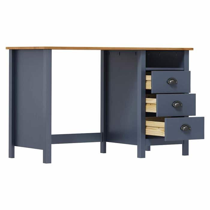 NEW Gris Table de travail - vidaXL - Bureau Hill avec 3 tiroirs Gris 120x50x74 cm Pin solide - Pour maison & lécole(1parcel)3308036
