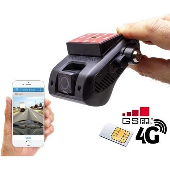Enregistreur de conduite GSM 4G double caméra HD 1080P avec position GPS sur smartphone & PC