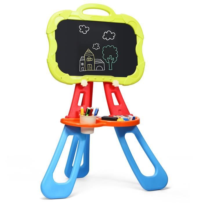 GalPat Chevalet Magnétique Enfant Double Face - Hauteur Réglable 68-91 Cm - Accessoires Complets (Craies, Feutres, Lettres & Chiffres Magnétiques)