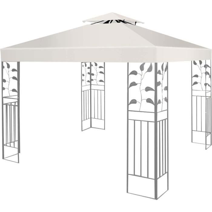 Giantex Toit de Rechange pour Tonnelle de Jardin 3x3M Double Toits Imperméable en Polyester Trou dAération Équipé Beige