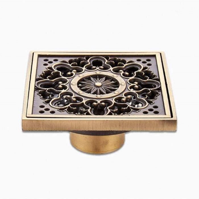 Siphon de Sol carré en Laiton Noir Mat Anti-Odeur pour Baignoire et