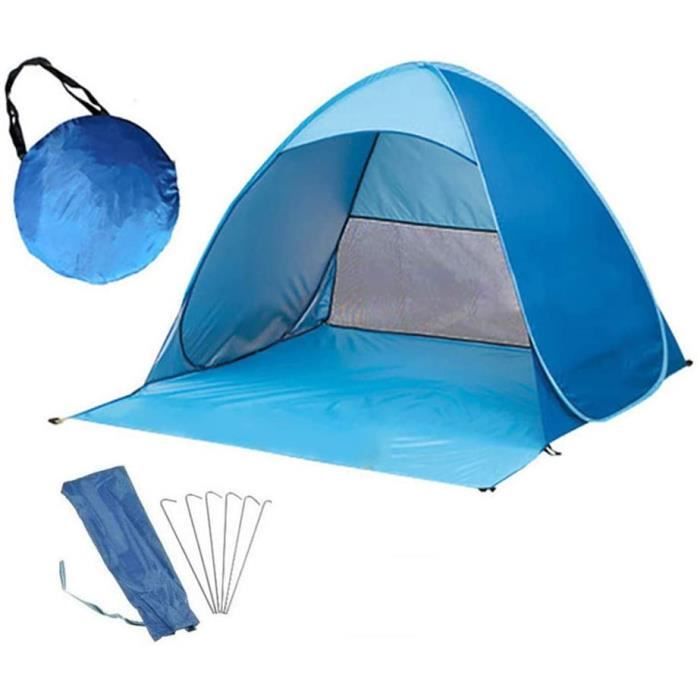 Tente De Plage Wolfwise UPF 50+ – 3 Fenêtres, Vestibule Privé, 220x150x122 Cm, Capacité 3 Personnes