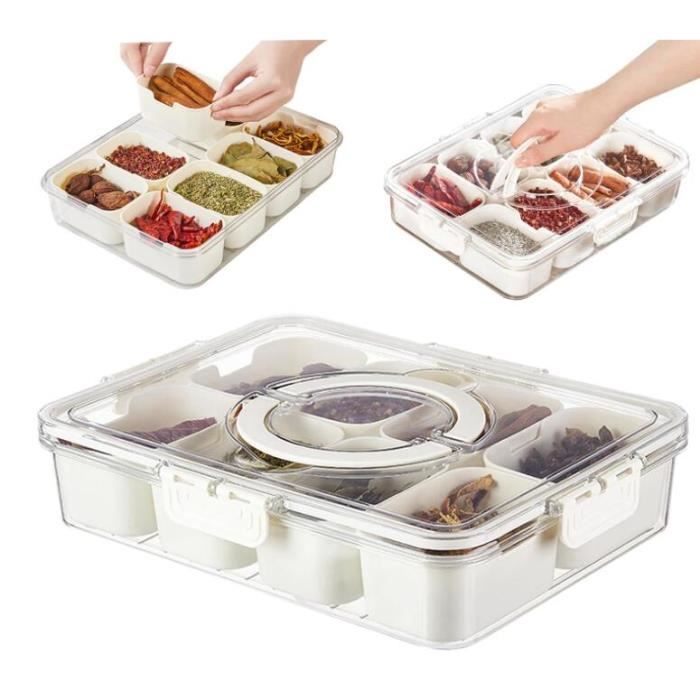 Amokk Plateau De Service Divisé Avec Couvercle Et Poignée - Boîte à Charcuterie Portable Organisateur Transparent Pour Bonbons Fruits Noix Collations Pour Fetes Divertissement Pique Nique