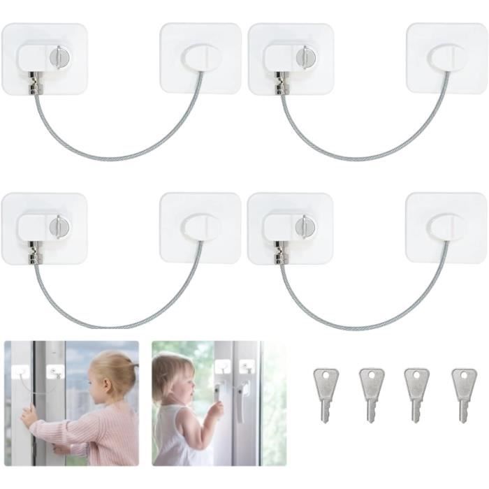 Lot De 4 Securite Fenetre Enfant, Blanc Securite Porte Enfant Avec 4