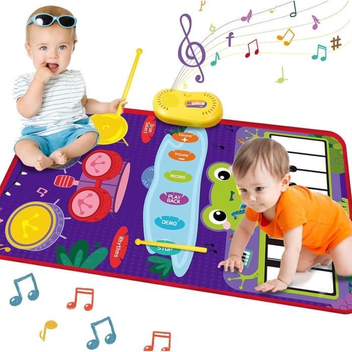 Jouets pour bébé 1 an Tapis de Musique 2 en 1 Et Jouet de Batterie Cadeaux Éducatifs cadeaux Noël pour Garçons Filles 2 3 4 5 Ans
