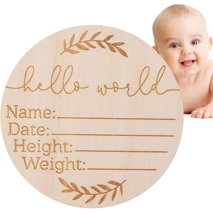 Pancarte De Naissance 'Hello World' En Bois - 15 Cm - Pour Annoncer Bébé, Chambre, Hôpital - Bleu Fluo