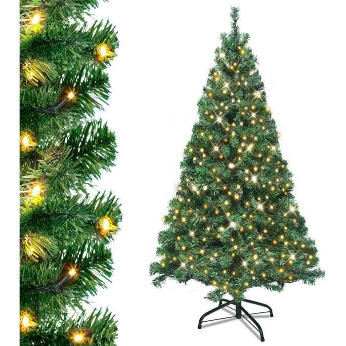 210Cm Sapin De Noël Avec Éclairage Sapin De Noël Artificiel Pvc Avec