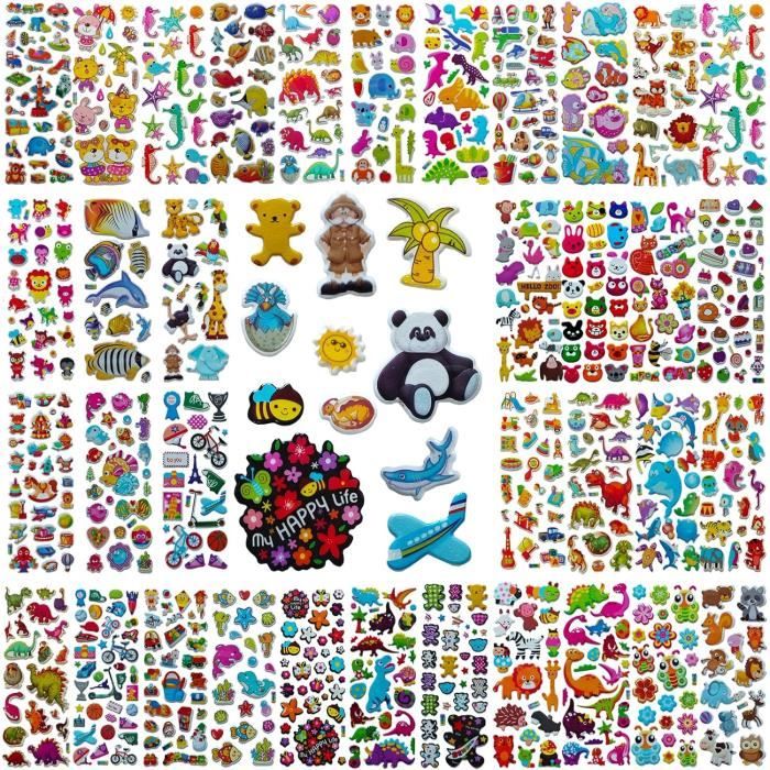 Gadpiparty Lot de 12 feuilles dautocollants 3D pour enfants, enfant