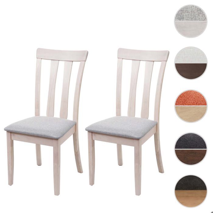 2x chaise de salle à manger HWC-G46 tissu en bois massif ~ châssis clair gris