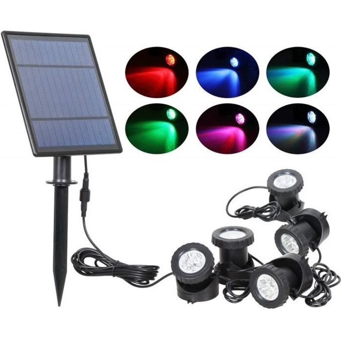 Set de 5 spots solaires LED d'extérieur - Marque - Modèle - Angle ajustable - Couleur RVB - Étanche IP65