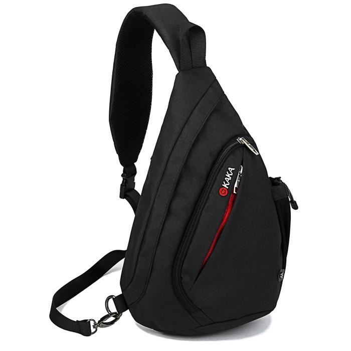 Sac Bandoulière Unisexe - Petit Sac Poitrine Pour Sport, Voyage, Randonnée - Noir