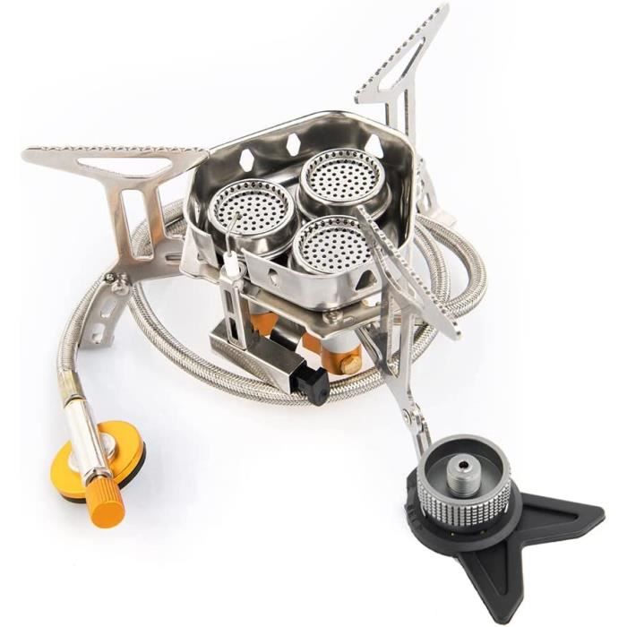 Réchaud De Camping Gaz 6800W Puissant - Allumage Piézo - Design Coupe-vent - Parfait Randonnée
