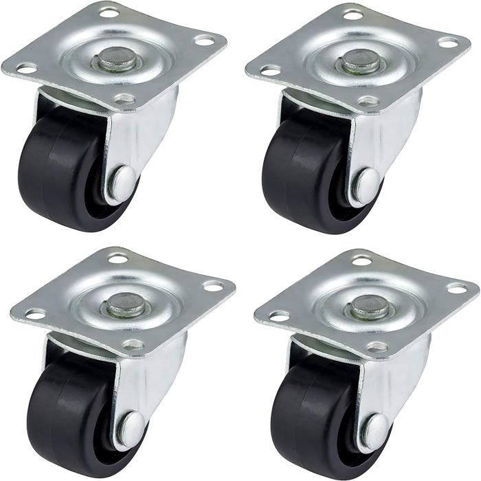 Lot De 4 Roulettes Pivotantes À Tige De Verrouillage Total De 75Mm, M12
