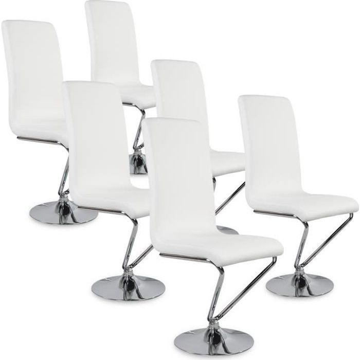 Lot de 6 chaises design Colami Blanc Lot de 6 chaises design Colami Blanc