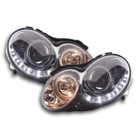 Paire de feux phares avant Mercedes Classe CLK W209 de 2004 a 2009 Daylight Led Chrome