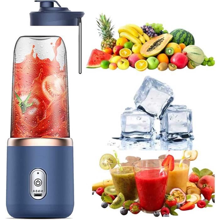 Blender Portable Rechargeable USB - Mini Mixeur Sans Fil, 6 Lames, Pour Smoothies Et Jus En Déplacement, Facile à Nettoyer
