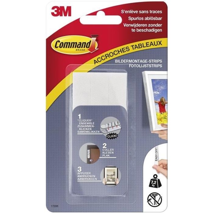 3M COMMAND Languettes de fixation - Grand modèle - Blanc