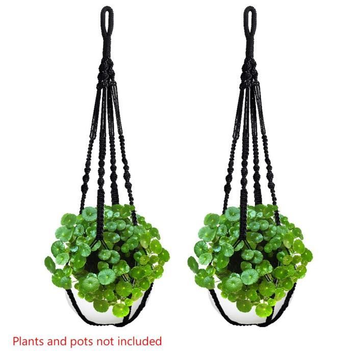 Panier Suspendu En Macramé Naturel – Pot De Plante Intérieur/extérieur, Avec Revêtement Plastique étanche