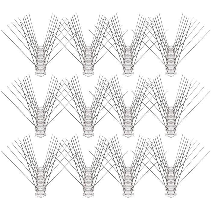 Lot de 3 Pic Anti Pigeon 25cm Mètres en Acier Inoxydable & Base en Plastique Souple, Pointes Anti-Oiseaux, Moineaux, Corneilles | Leroy Merlin