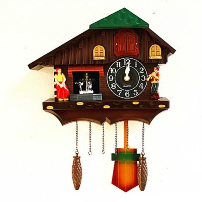 Horloge Murale Coucou Vintage En Bois – Avec Pendule à Balancier – Mécanisme Silencieux – Décoration Salon