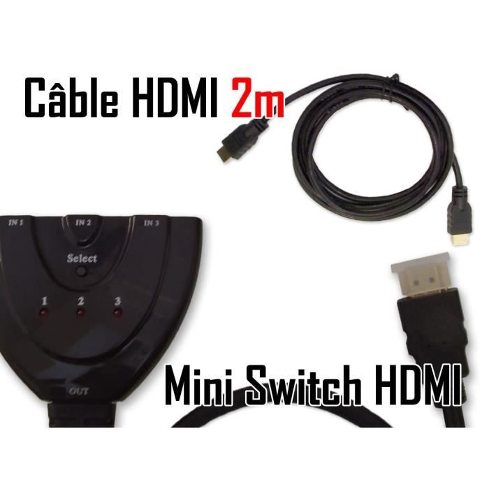 CABLING® HDMI Switch 3 IN / 1 OUT + Cable HDMI … - Cdiscount Informatique