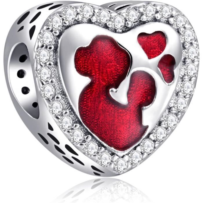 Charm Pendentif En Argent 925 Quiges - Thème Perle Avec Fermoir Mousqueton - Bijou Fantaisie